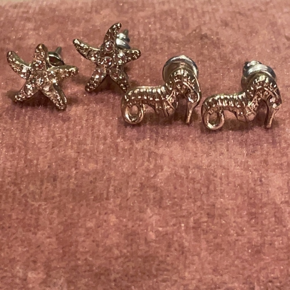 SEAHORSES & Starfish Silvertone Earrings
